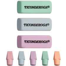 15 Pcs Soft Pastel Rubber Eraser Set 12 Pencil Toppers 3 Wedge Blocks Latex Free