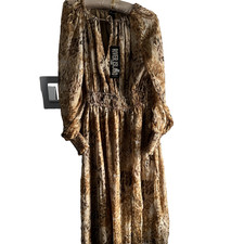 River Island Gold Metallic Sheer Dress – Size 10 – New With Tags – Calf Length