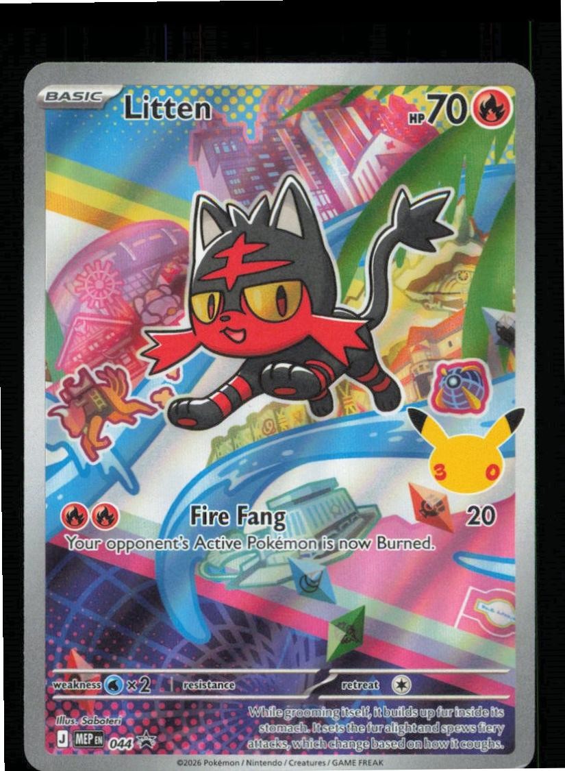 Litten 044 Holo Promo ME: Mega Evolution Promo Pokemon Near Mint