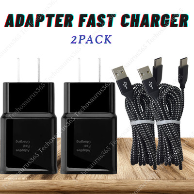 Adaptive Fast Charger Block Braided USB C Charging Cord 10Ft For Samsung Android