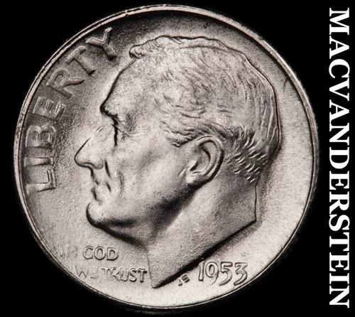 1953-S Silver Roosevelt Dime - Choice Gem Brilliant Unc  Lustrous  #G7768