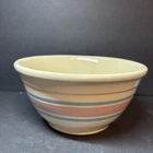 McCoy Vintage Pottery Pastel Pink Blue Stripe 8" Mixing Bowl Ovenproof USA