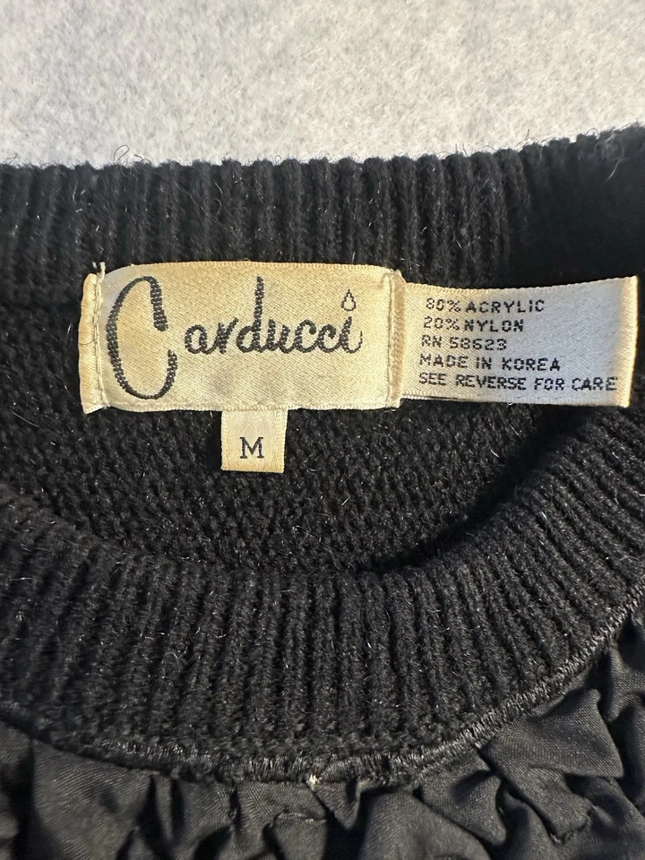 Suéter para mujer Carducci vintage raro años 80’s negro dorado talla M hombreras Foto 2 de 4