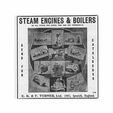 IPSWICH ER & F.Turner Dampfmaschinen & Kessel - antike Werbung 1909