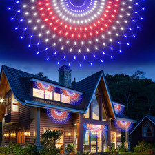 3 Pack 150 LED American Flag Banner Lights,Super Bright USA Half Fan Flag String