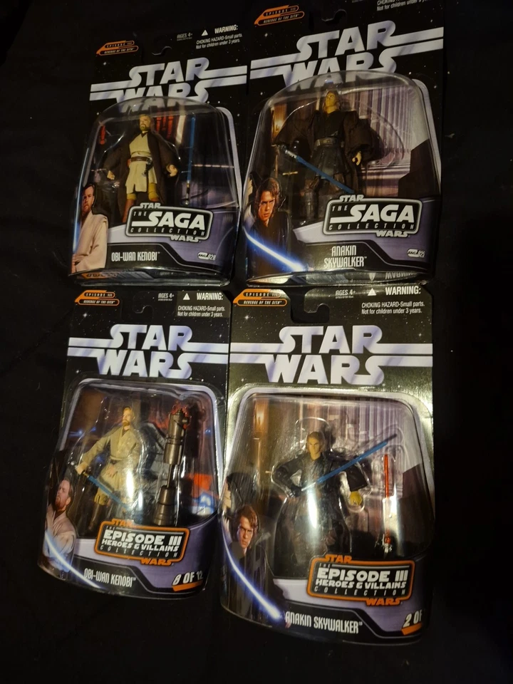 Lote de 4 bonecos Star Wars Saga Collection 2 Obi-Wan Kenobi e 2 Anakin Ep III 3 LOOK - Imagem 2 de 4