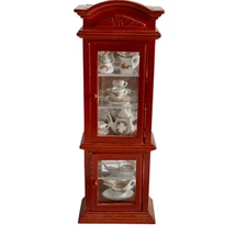 Reutter Dollhouse Miniatures Porcelain Filled Glass China Curio Display Cabinet