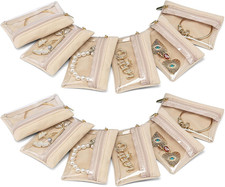 12 Pcs Travel Jewelry Organizer Velvet Jewelry Pouch with Zipper Clear Travel Je