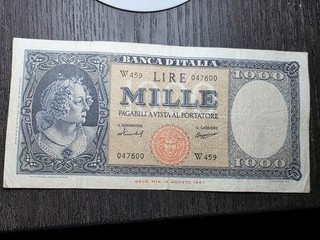 1000 LIRE ITALIA ORNATA DI PERLE CONTRASSEGNO MEDUSA SERIE SPECIALE W 459