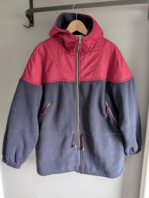 Vintage St Michael 1994 Hooded Fleece Jacket Size 14 Lined Red Navy 90s Gorpcore - Bild 1 von 4