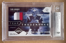 Tom Brady 2009 Leaf Limited Team Trademarks Prime Game Used GU Patch #/25 BGS 9