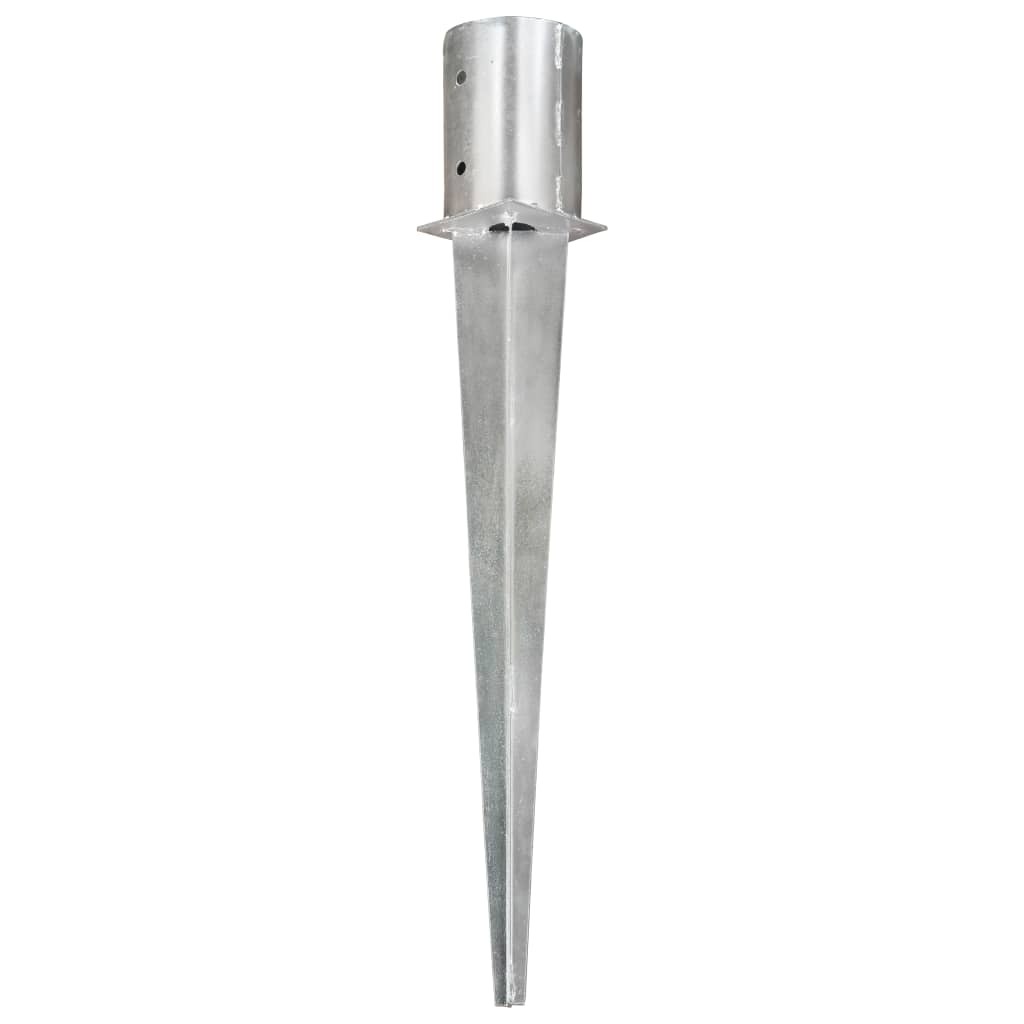 Picchetti Terra 10x76 cm Argento 6 Pezzi | Supporto Pali per Giardino