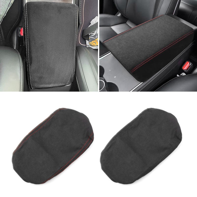 For Tesla Model 3 Model Y 2017-2023 Suede Center Armrest Pad Leather Cover
