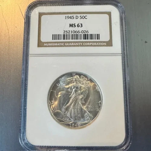 1945 D Walking Liberty Half Dollard MS63 NGC