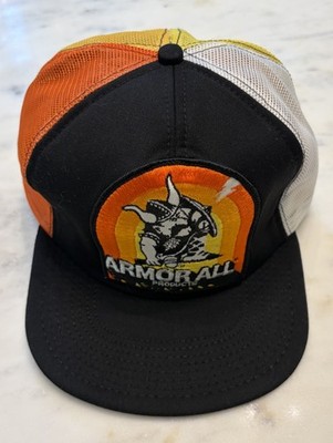 Vintage 90s Armor All Embroidered Patch SnapBack Cap Mesh Trucker Hat Astros