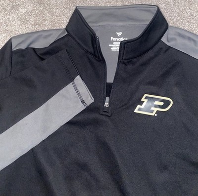 Purdue Boilermakers Pullover Jacket 1/4 Zip Mens XXL Black Fleece Performance