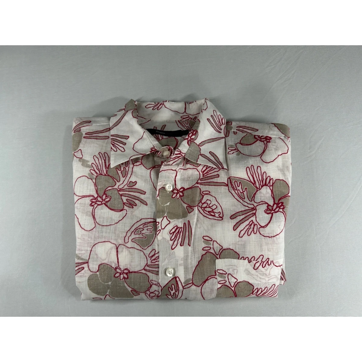 Ermenegildo Zegna Linen Short Sleeve Casual Button-Down Shirts for
