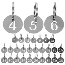 30 Pcs Number Plate Key Lables Chains with Numbers Numbered Pool Tags Labels