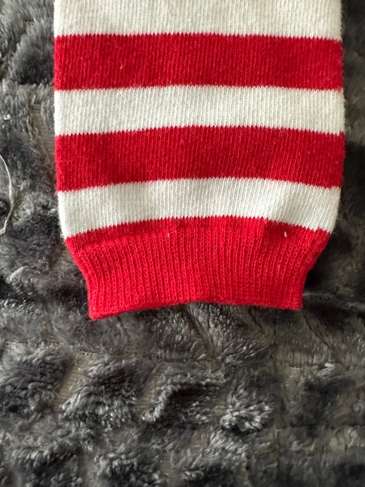 Calentadores de piernas para niñas de encaje rojo y blanco a rayas talla única Foto 4 de 4