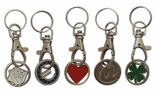 5 x Einkaufswagenchip aus Metall mit Karabine...