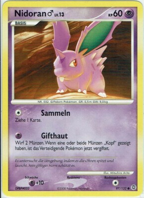 Pokemon Karte Trading Card Game Rätselhafte Wunder Nr. 97/132 Nidoran deutsch