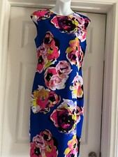 TAHARI - LEVINE STUDIO  ROYAL BLUE FLORAL SLEEVELESS DRESS SZ 6 NEW NWOT SUPERB