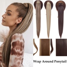 Long Straight Wrap Around Ponytail Clip in Hair Extension as Human Hair Ombre UK