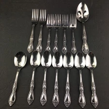 Lot of 14 Rogers Deluxe Stainless Oneida LTD Huntington pattern flatware Forks