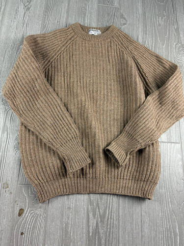 Kilspindie of Scotland Herren Vintage hellbraun Pullover Gr. XL Wolle Zopfmuster Sweater