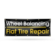 Wheel Balancing Flat Tire Repair Vinyl Banner Sign with Metal Grommets