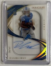 2020 Immaculate Football Shadow Box Auto Rookie RC D’Andre Swift 35/57