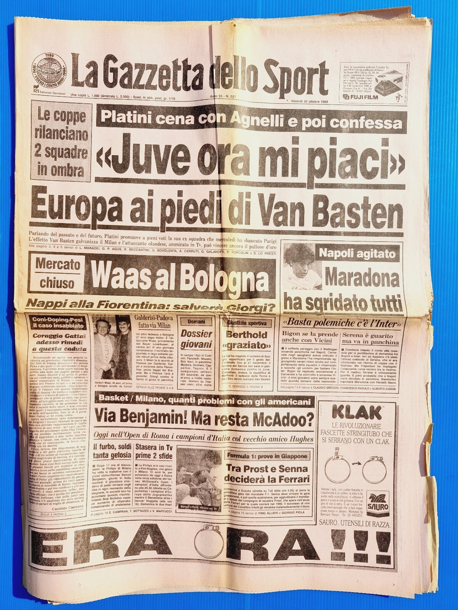 Gazzetta Dello Sport Originale – 29 Octobre 1961 – Fiorentina, Milan, Juventus, Sivori