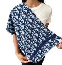 Christian Dior Vintage Trotter Monogram Beach Towel Accessory Blue Cotton 900185