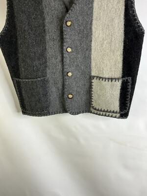 Vintage 90s Womens Large Wool Color Block Cardigan Sweater Vest