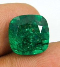 Certified Natural Colombian Green Emerald 13.05 Ct Cushion Cut Loose Gemstone