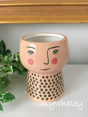 NEW OPALHOUSE 4'' Stoneware Family Face PLANTER POT Light Brown Indoor/ Outdoor