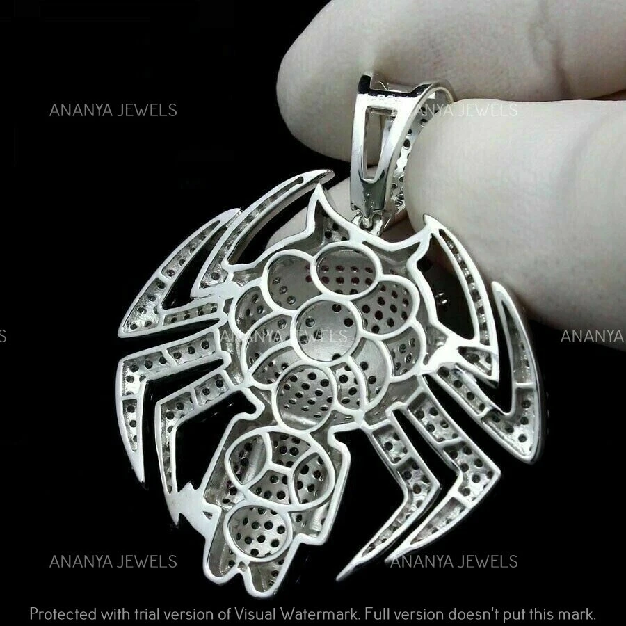 925 Sterling Silver 4 Ct Round Cut Lab-Created Purple Amethyst SPIDERMAN Pendant - Image 3 of 4