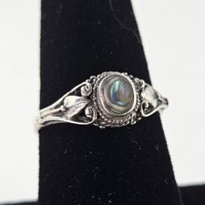 Sterling Silver Vintage Ring Abalone 1.9g Size 7.5 8489