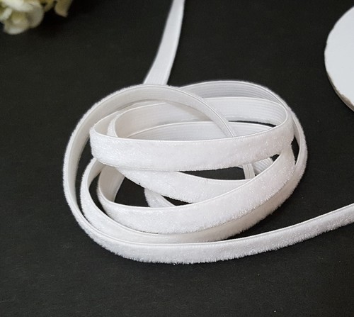 1/4" 7mm wide -5-10yd Raw White Elastic Velvet Ribbon Stretch Velvet Ribbon WS50 - Picture 7 of 8