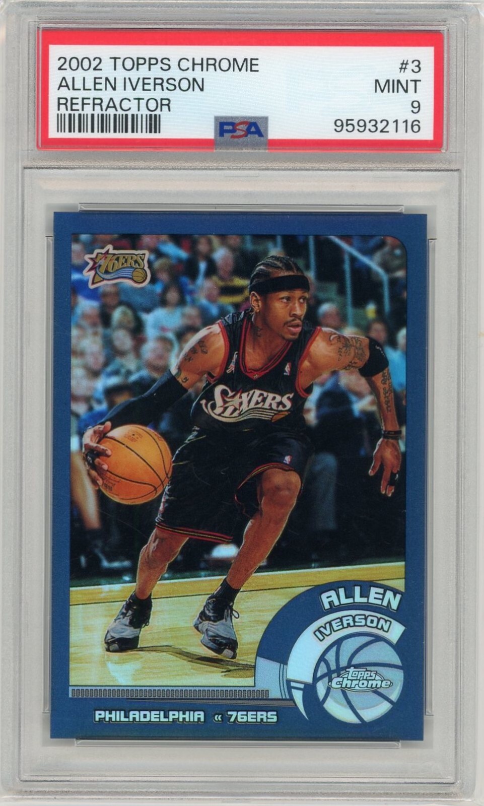 2002 Topps Chrome Basketball #3 Allen Iverson Refractor PSA 9