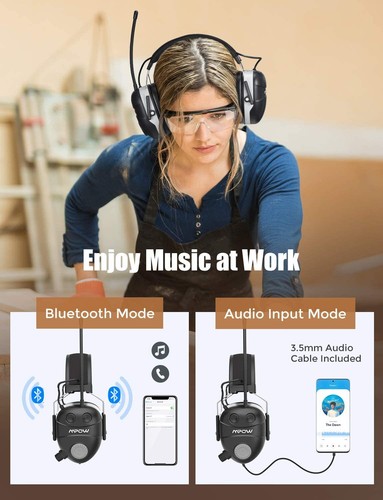 AM FM Radio Headphones Ear Muffs Noise Cancellation Shooting Earmuff Bluetooth - Picture 9 of 10