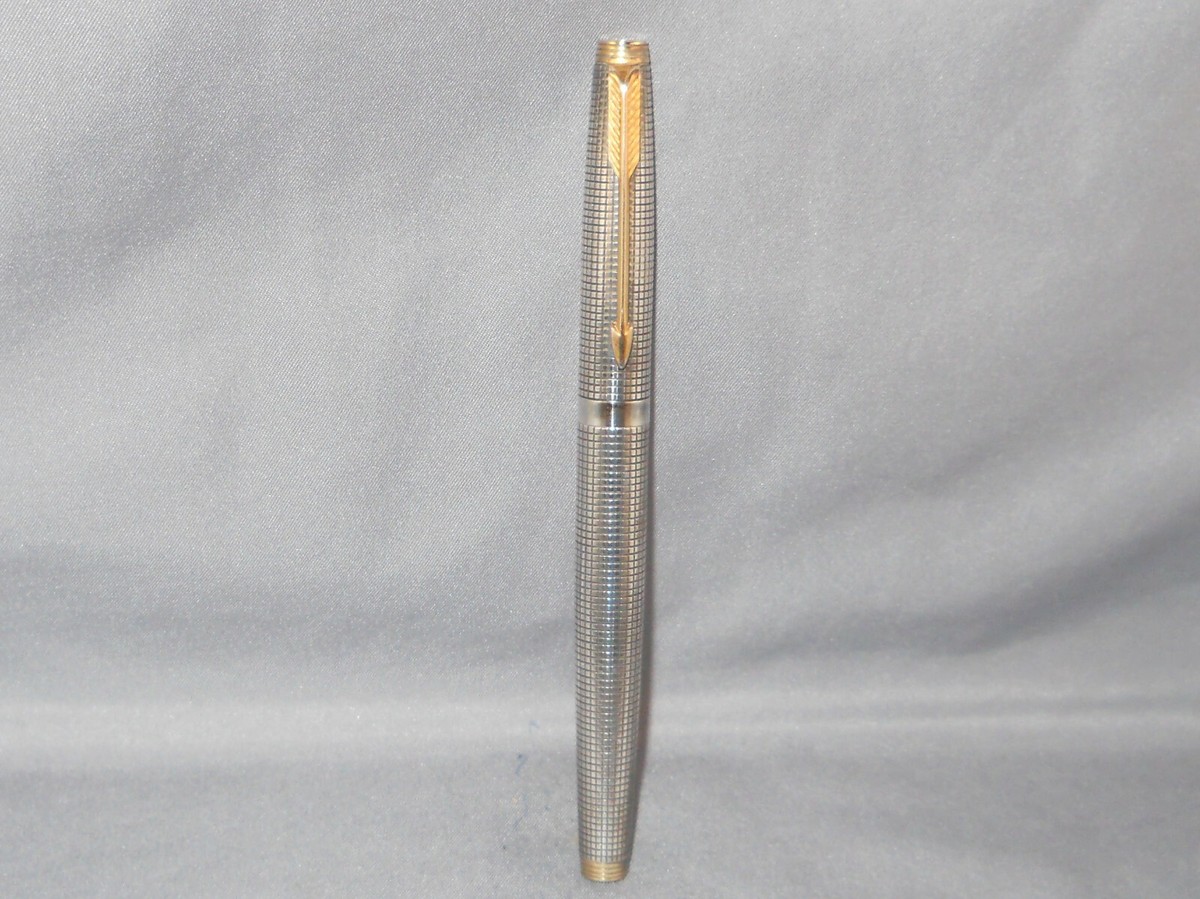 Parker Vintage Sterling Silver 75 Fountain Pen-extra fine---dished cap  button