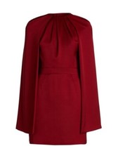Alexander Mcqueen Burgundy Cape Effect Silk Mini Dress MRSP:$3580 US:2-4(EU:38)
