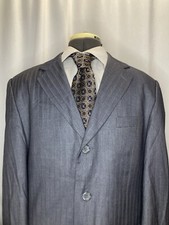 Mens 42R Blazer Gray Striped 3 Button XL 46" Sport Coat Suit Jacket Zannini