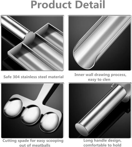 Non-Stick Triple Meatball Maker Spoon Set - Quick & Easy Kitchen Helper - Picture 5 of 9