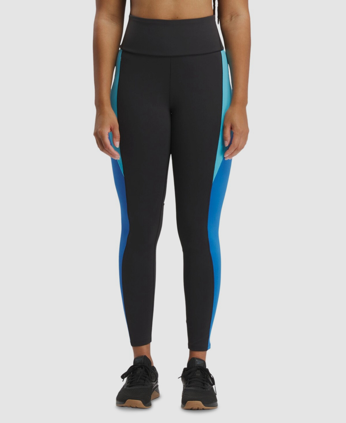 Reebok Women's Black Active Lux High-Rise Colorblocked Leggings Size XS