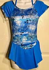 GK ICE FIGURE SKATE DRESS ADULT SMALL CAP SLV MATTE TRICOT PRINT T-SHIRT AS NWT