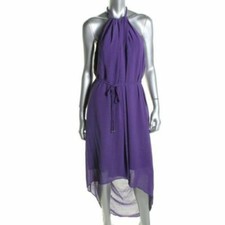 new $184 Marc NEW York Dark Purple sundress high-low Dress Size 4 M belt 
