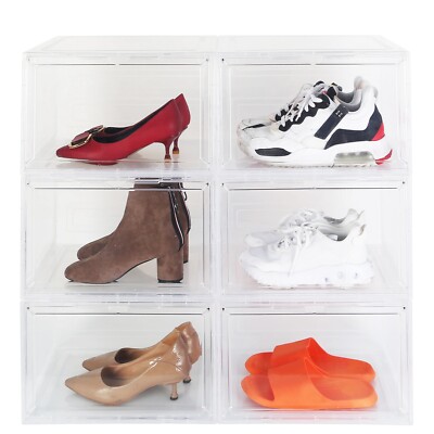 Pairs Magnetic Shoe Storage Box Stackable Sneaker Display