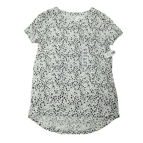 Old Navy Cheetah Print White Tshirt Short Sleeve Girl's Size L 10/12 NEW - Picture 6 of 6